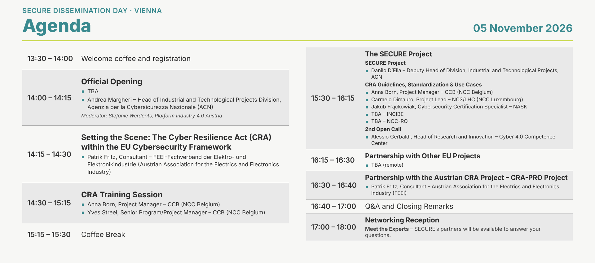 SECURE Dissemination Day in Vienna